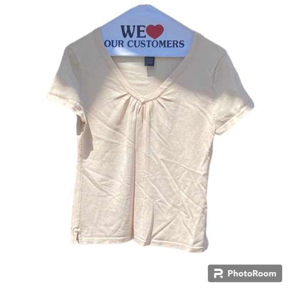 For the Republic Women's cream V neck cap sleeve top sz M - Picture 1 of 7